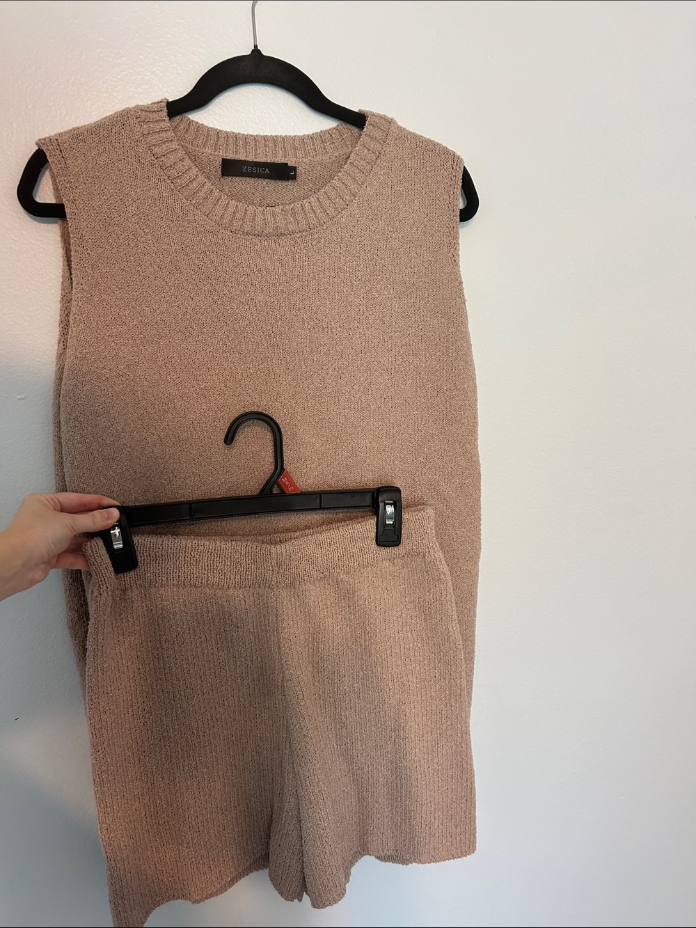 Zesica Women's Knit Tank and Shorts Set - Taupe